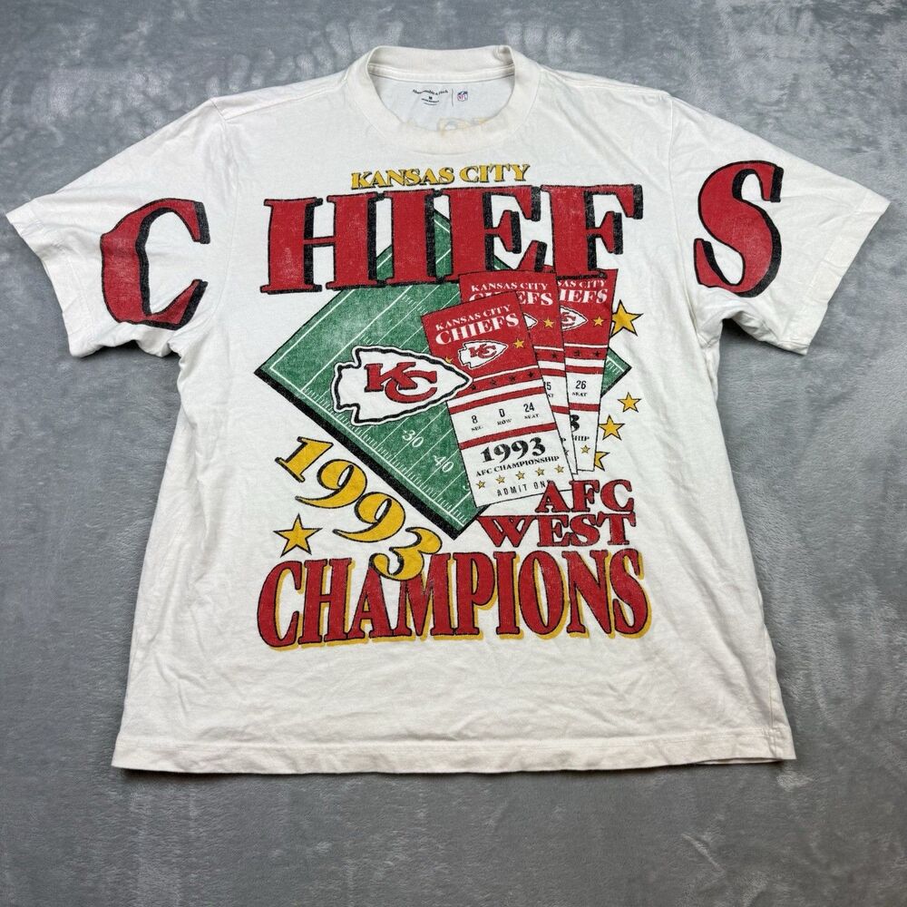 Vintage Kansas City Chiefs 1993 AFC West Champions NFL Graphic T Shirt White M
